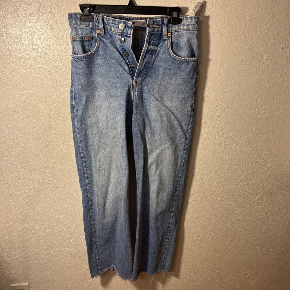 Zara high rise straight jeans